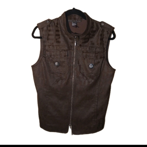 Yansi Fugel Jackets & Blazers - Yansi Fugel Brown Faux Suede Full Zip Vest Medium